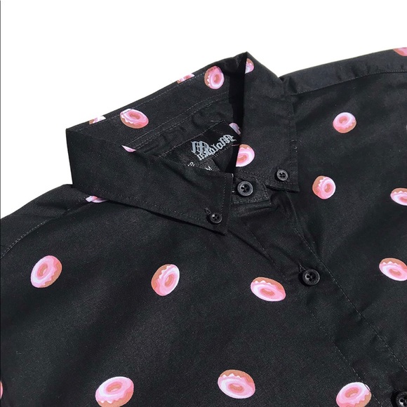 Molokai Boys Collared Button Down Short Sleeve Shirt Donuts Size Medium 10/12 - Picture 2 of 6